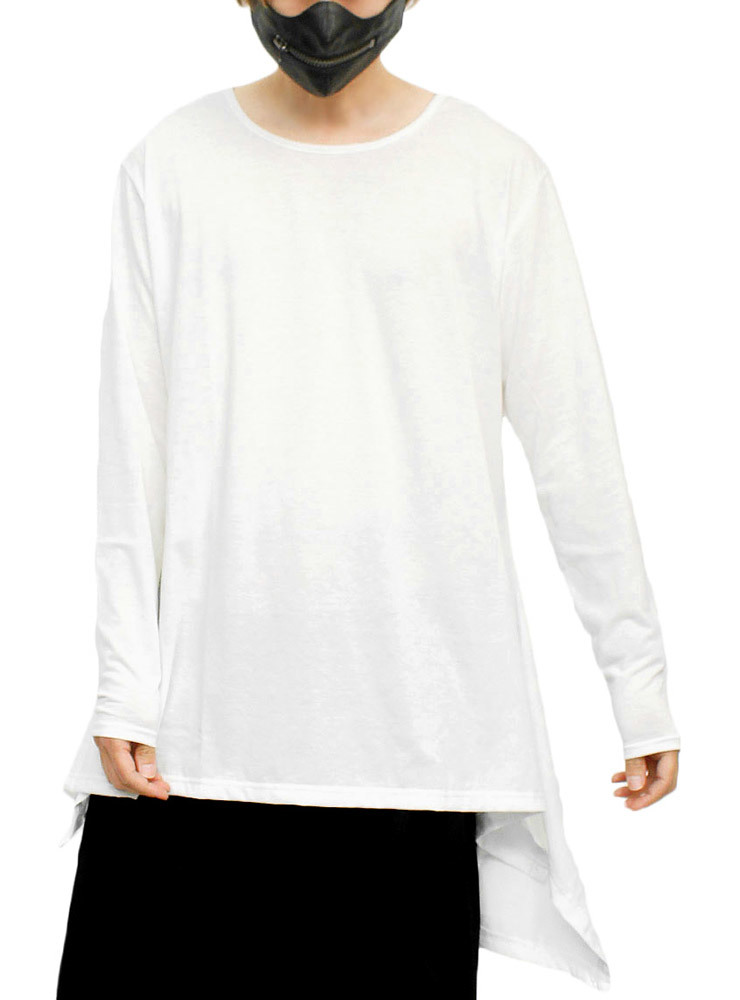【新品】 F ホワイト AS SUPER SONIC ビッグTシャツ メンズ 長袖 ロング オーバーサイズ 変形 デザイナーズ カ