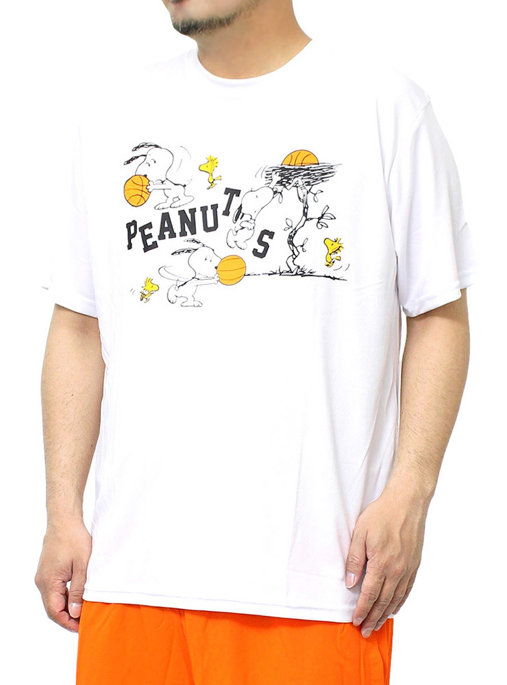 【新品】 3L ホワイト PEANUTS(ピーナッツ) 半袖 Tシャツ メンズ 大きいサイズ SNOOPY スヌーピー プリント ドライ 吸汗速乾 カットソー_画像1