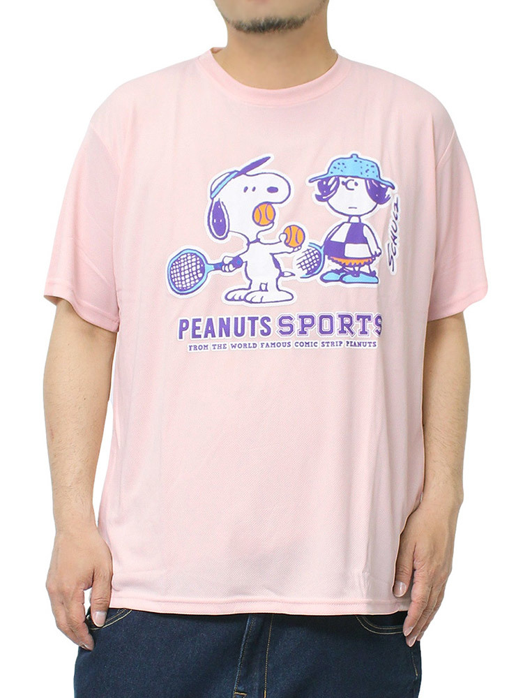 【新品】 5L ピンク PEANUTS(ピーナッツ) 半袖 Tシャツ メンズ 大きいサイズ SNOOPY スヌーピー プリント ドライ 吸汗速乾 カットソー_画像1