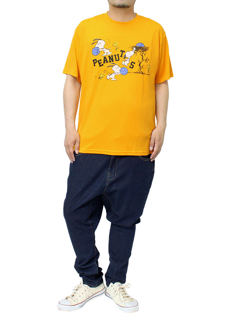 【新品】 5L イエロー PEANUTS(ピーナッツ) 半袖 Tシャツ メンズ 大きいサイズ SNOOPY スヌーピー プリント ドライ 吸汗速乾 カットソー_画像2