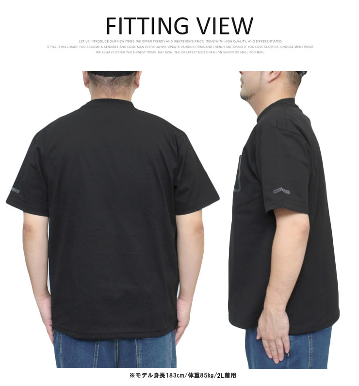 【新品】 3L ブラック コンバース(CONVERSE) 半袖 Tシャツ メンズ 大きいサイズ 圧着 ポケット サイド ロゴ プリント ドライ 吸汗速乾 クル_画像6