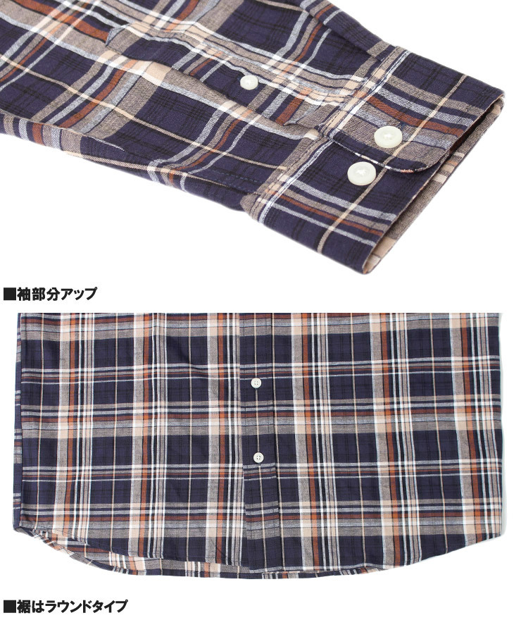 【新品】 2L グレー チェックシャツ メンズ 大きいサイズ スラブ ワーク 長袖シャツ カジュアルシャツ_画像8