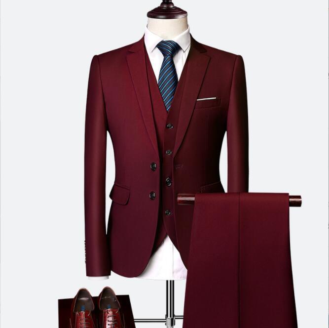  dressing up suit men's three-piece business suit plain setup 3 piece suit casual suit ... commuting wedding S~5XL