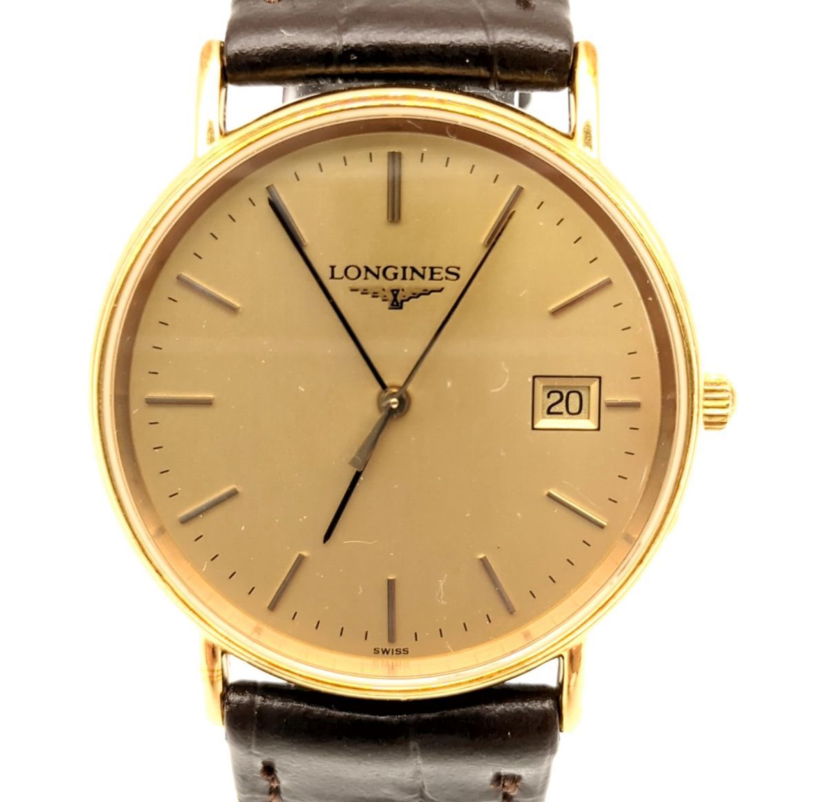 LONGINES L4.636.2 28152098 グランドクラシック レザーベルト(社外品) ゴールド文字盤 クォーツ 腕時計 ロンジン ◆3109/宮竹店