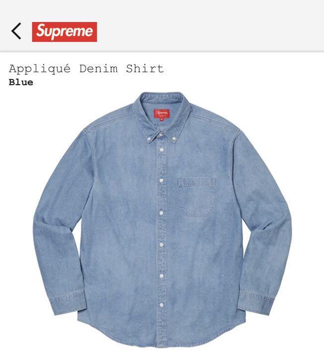 新品未開封 Supreme applique denim shirt 21FW BLUE 青 デニム シャツ