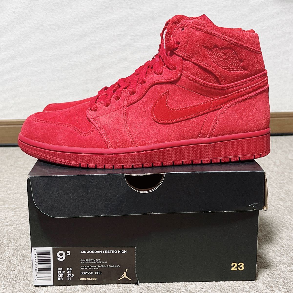 新品未使用】27 5cm Nike Air Jordan 1 Retro High Red Suede ナイキ