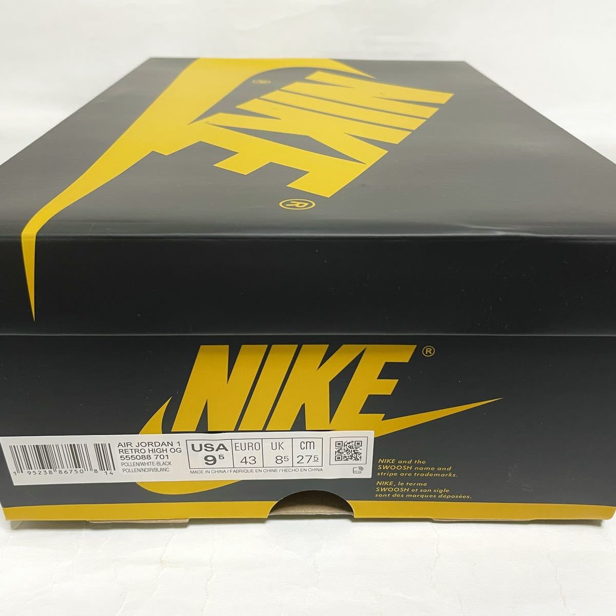 【新品 SNKRS購入】27.5cm NIKE AIR JORDAN 1 RETRO HIGH OG POLLEN ナイキ エアジョーダン1 レトロ ハイ ポレン イエロー 555088 701の画像8