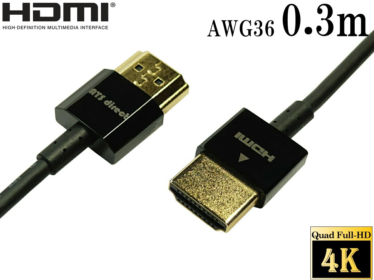 HDMI cable high speed i-sa net 0.3m super slim 4K2K 60P 4.4.4 full 4K correspondence [ cat pohs free shipping ]