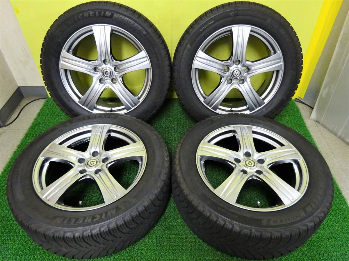 S3537 中古 4本 245/50R18 ミシュラン X-ICE SNOW X アイス スノー VELVA 7.5J +38 5H 114.3 デリカ D5 アウトランダー フーガ シーマ_画像1