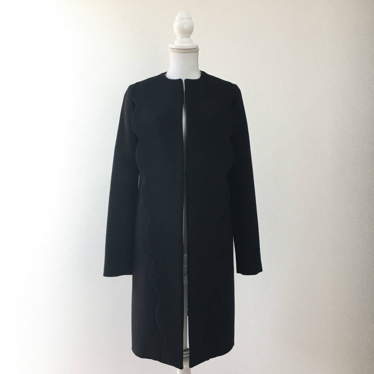 美品 YOKOCHAN ヨーコチャン スカラップ ブラック 春秋 コート 美品 YOKOCHAN ヨーコチャン スカラップ ブラック 春秋 コート