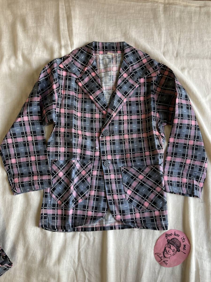 デッドストック 50s PINKY LEE ボーイズコットンセットアップスーツ 黒