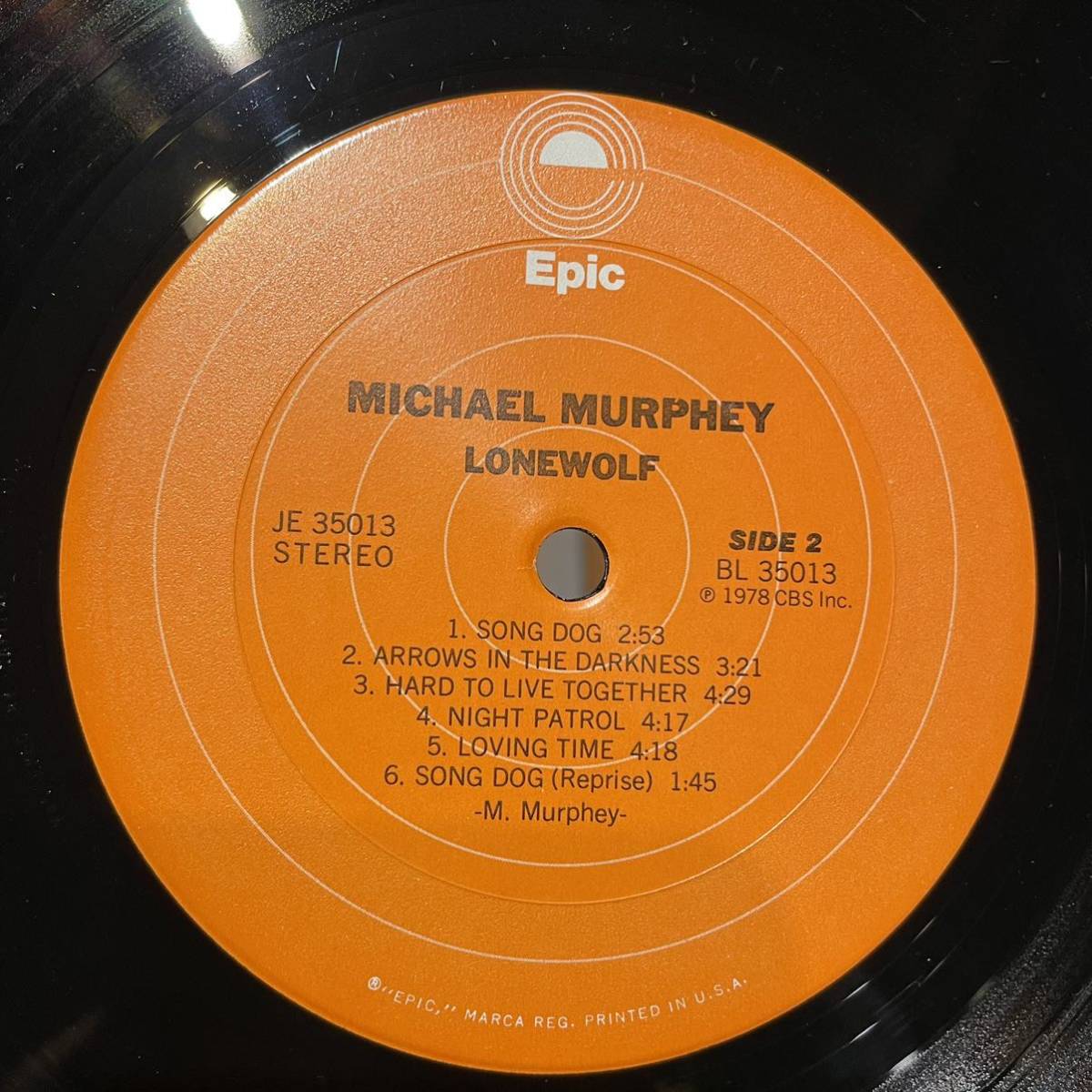 【US盤Org.Promo】Michael Murphey Lone Wolf (1978) Epic JE 35013_画像6