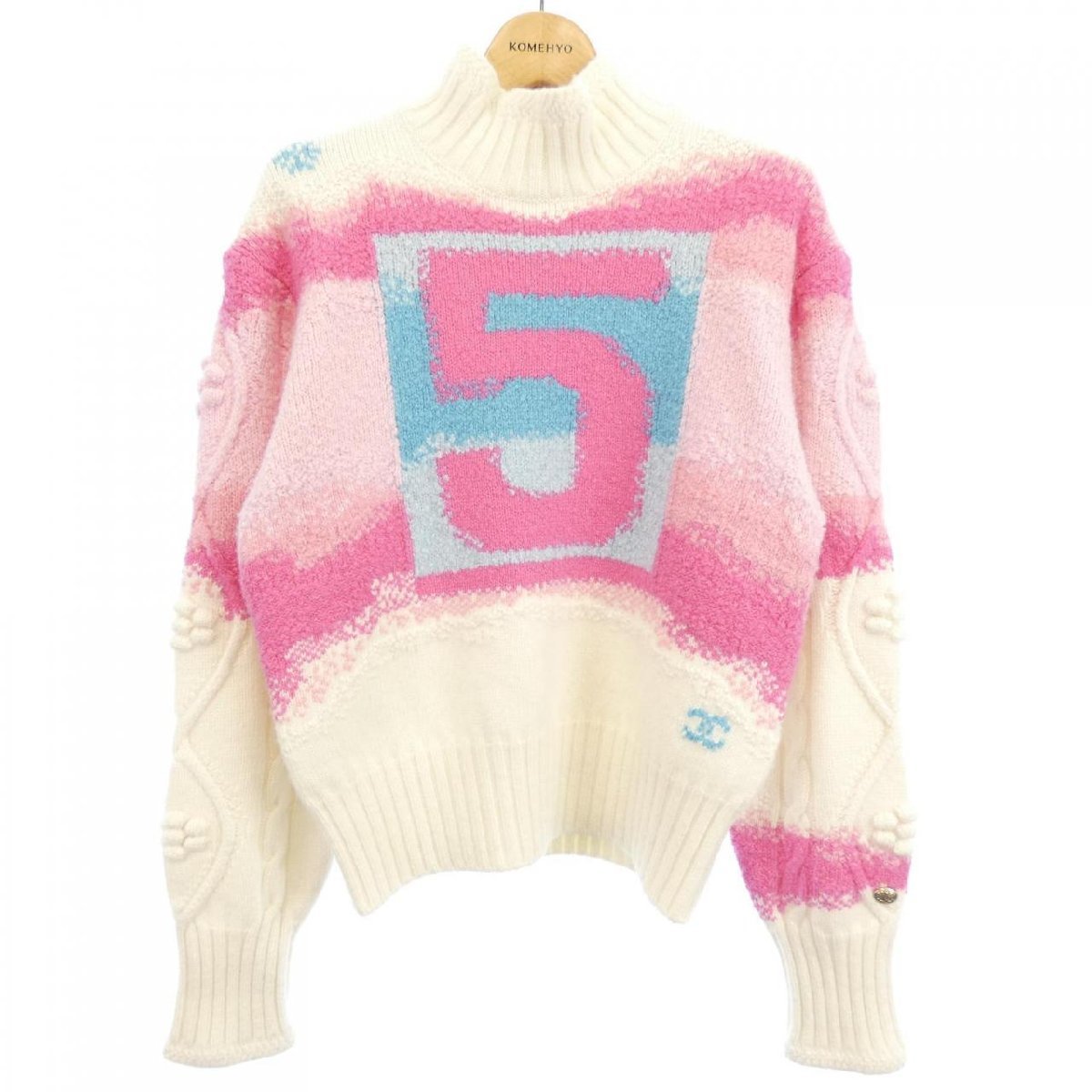 割引販促品 シャネル CHANEL スパンコールバイカラーニット ピンク