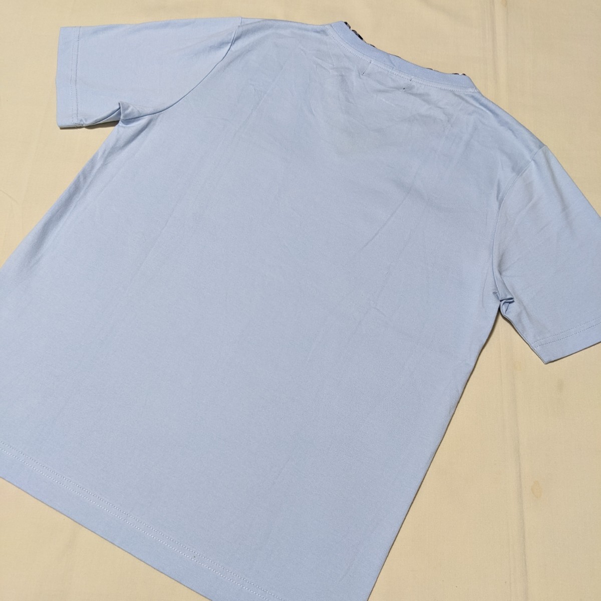 +PQ14 NEWYORKER ニューヨーカー メンズ M 半袖 Tシャツ カットソー 水色 ブルー Vネック 胸ポケット_画像2