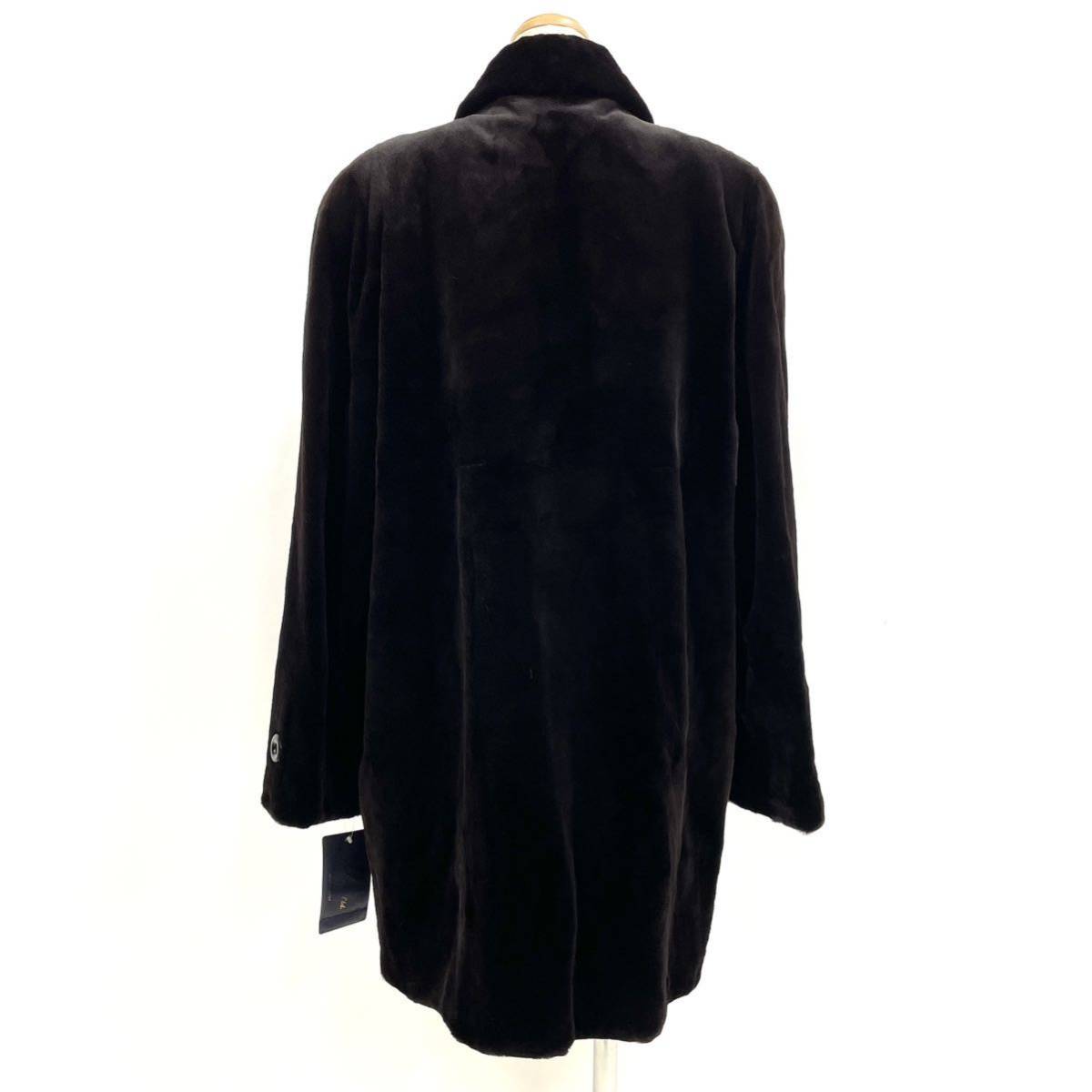 【七福】fk290 SAGAMINK 紳士 メンズコート セミロングコート デザインコート ミンクコート ブラックミンク 貂皮 mink身丈 約 90cm_画像3