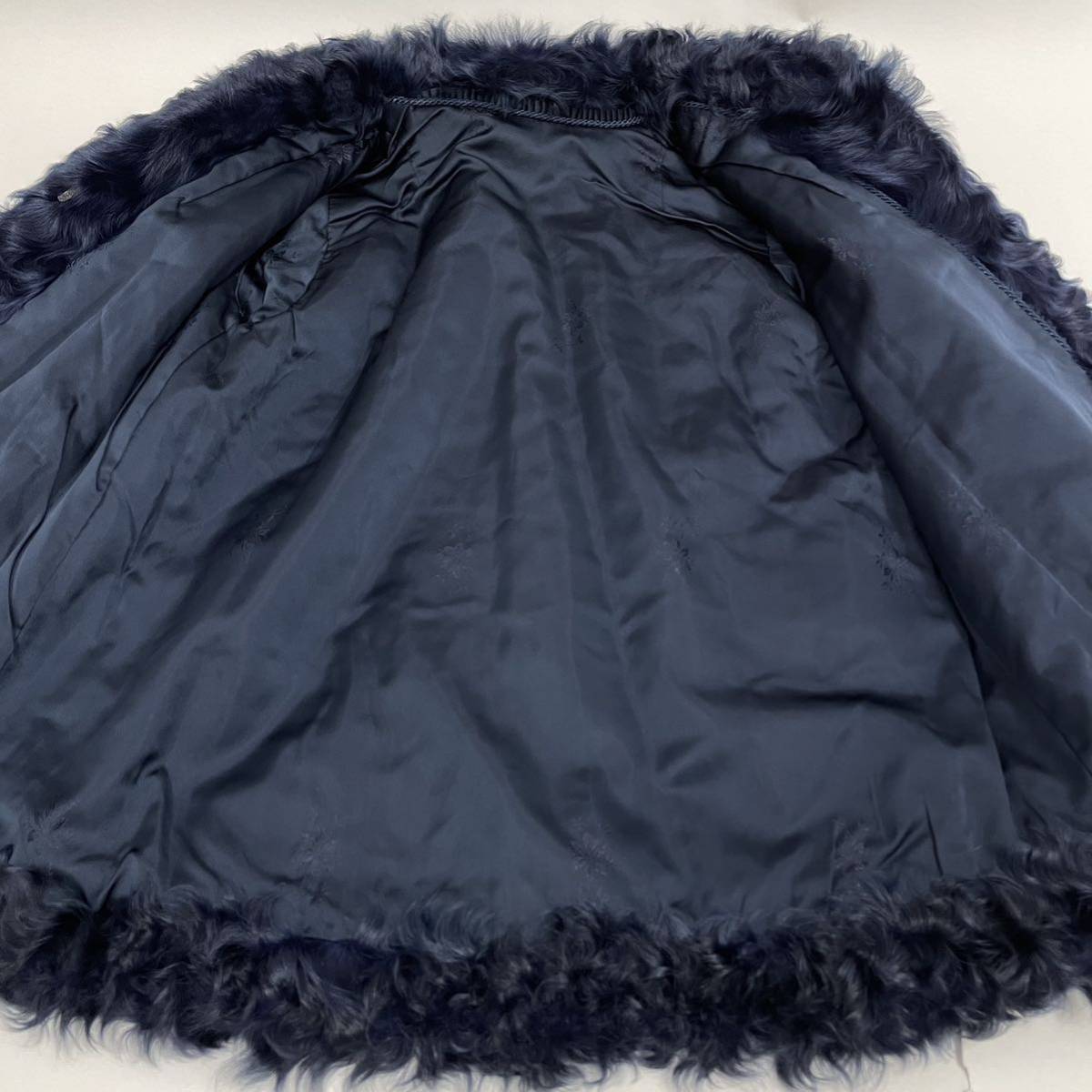 【七福】fk1936 ハーフコート デザインコート ベビーラムコート カラーベビーラム 羊皮 lamb 身丈 約 65cm_画像7