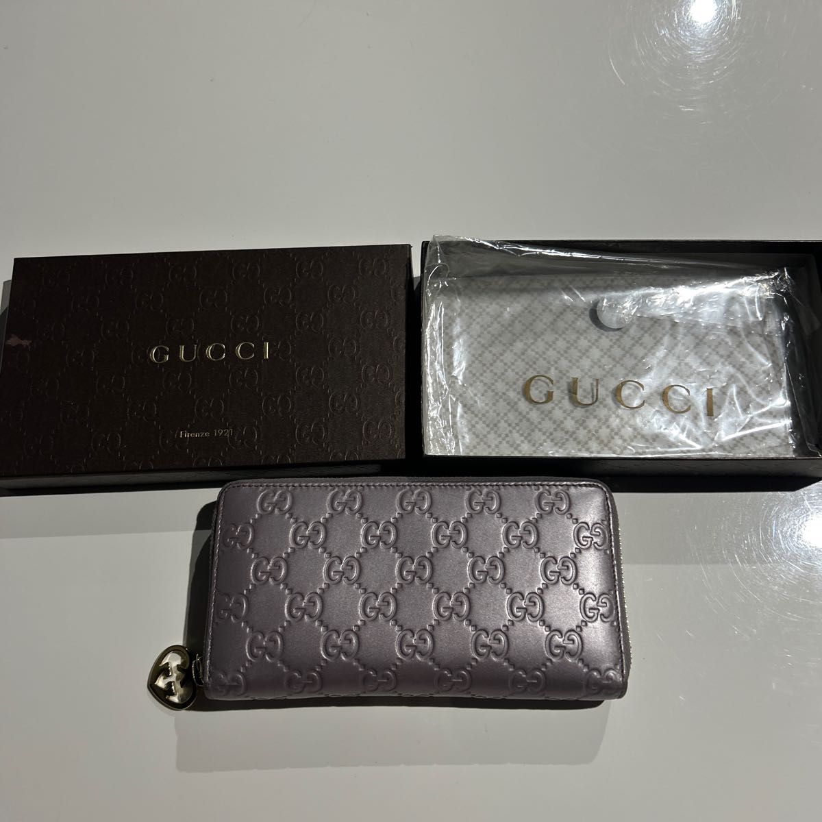 最終　お値下げ　GUCCI グッチ　ラウンドファスナー　長財布　ハートチャーム