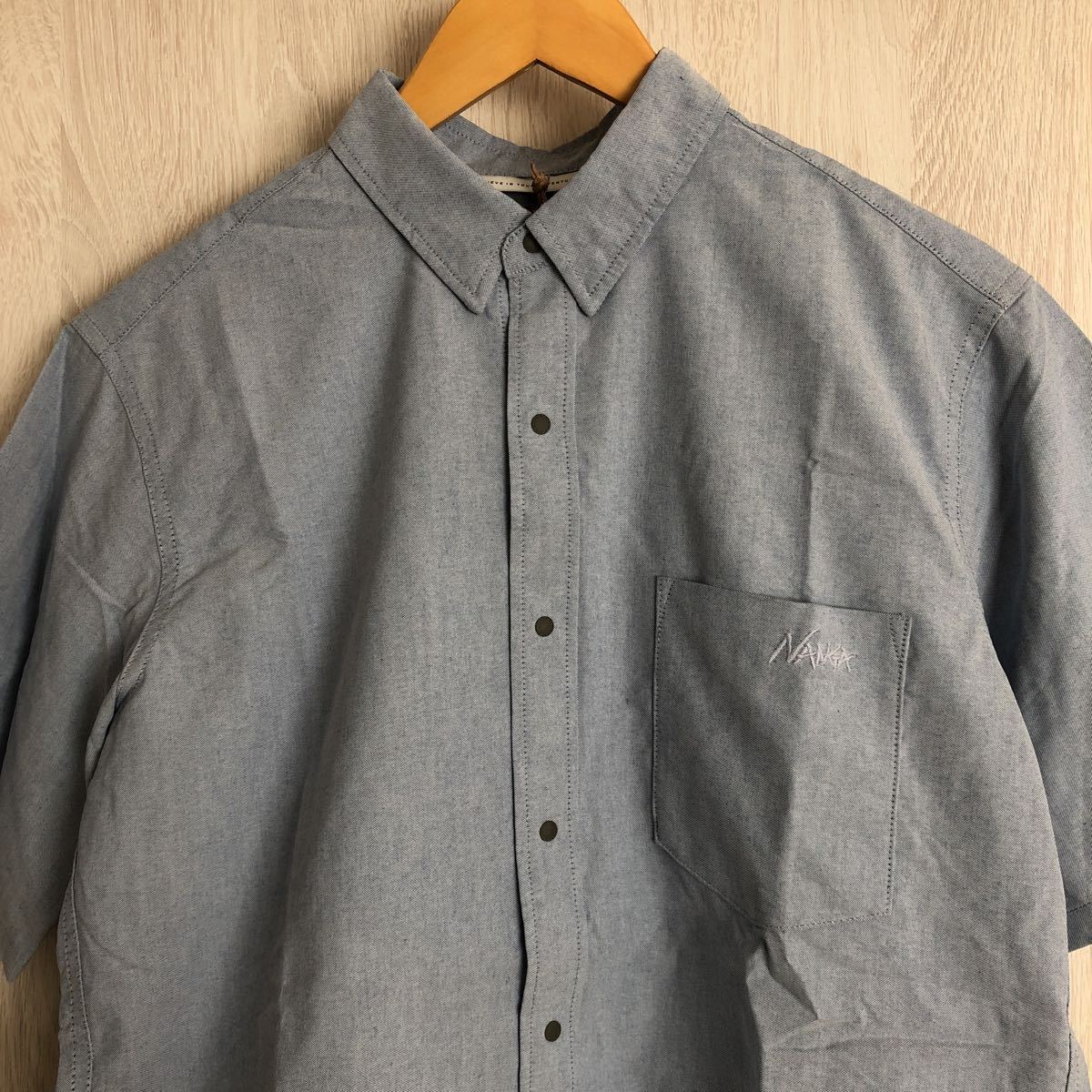 (k) new goods unused NANGA CORDURA COTTON OX DAIRY SHIRT sample sample snap-button blue short sleeves shirt size S