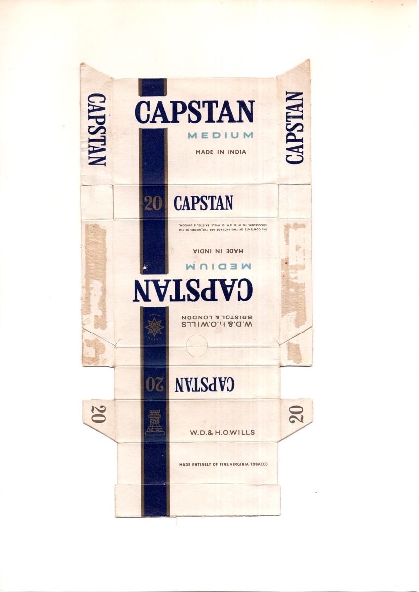古い タバコ 煙草 ラベル パッケージ インド CAPSTAN MEDIUM 台紙に貼り付け_画像1