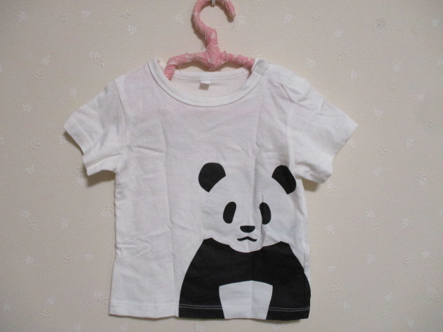 Ω Muji Ryohin Ω * симпатичный Panda короткий рукав футболка * 80. белый 30319