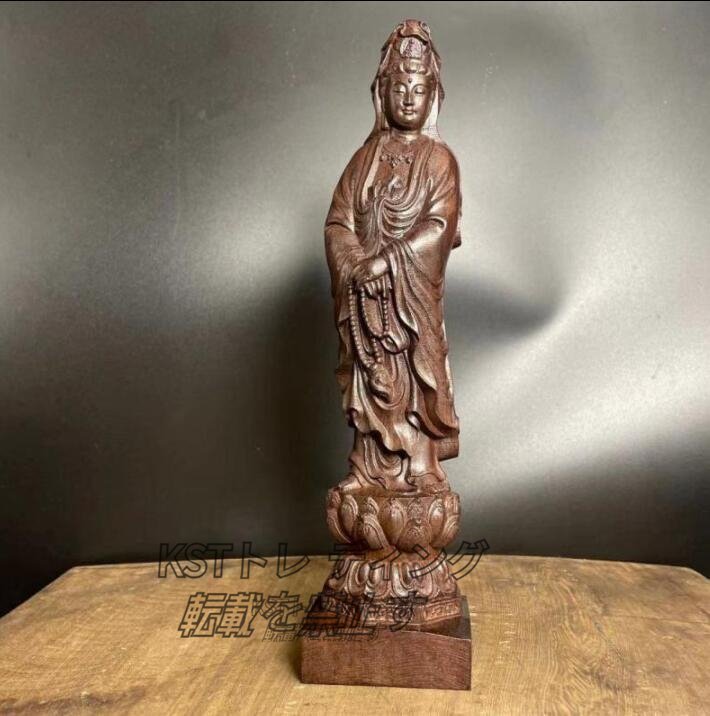 木彫り 仏像 観音菩薩 観音像 置物 彫刻 高さ：48cm