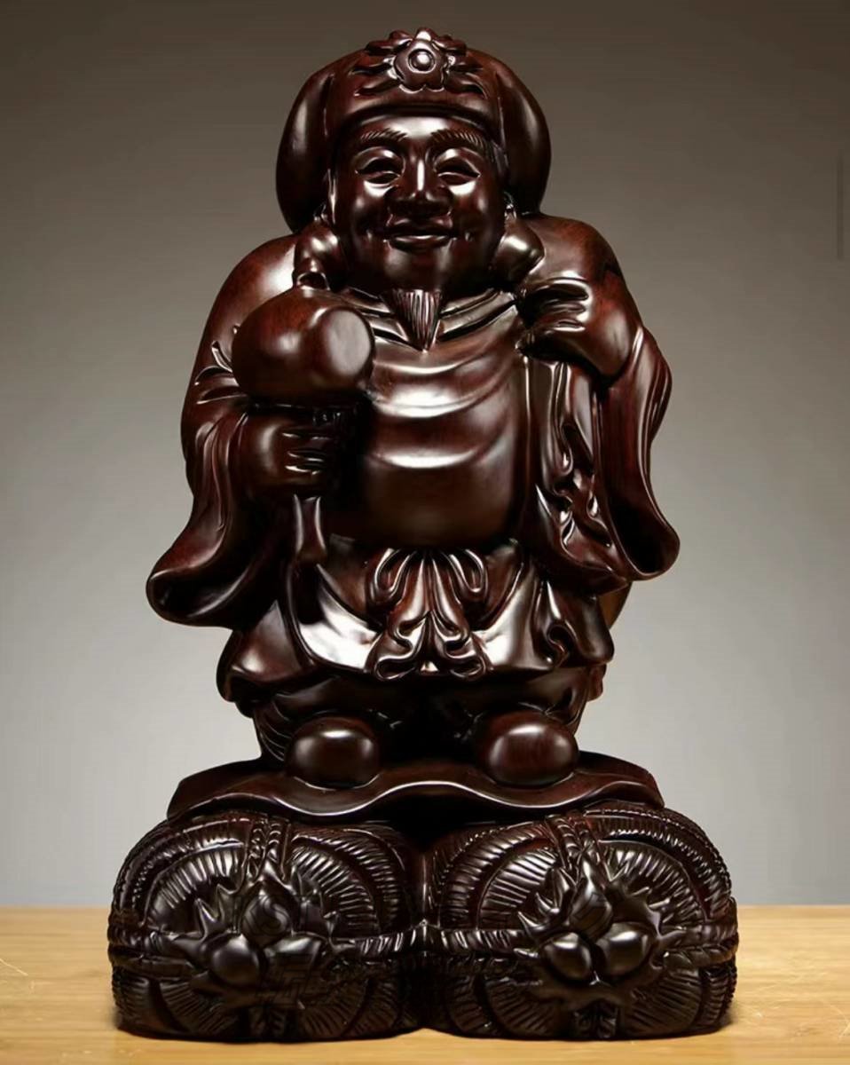 強くお勧め☆木彫仏像 仏教美術 精密細工 木彫り 黒檀木 大黒天 仏像