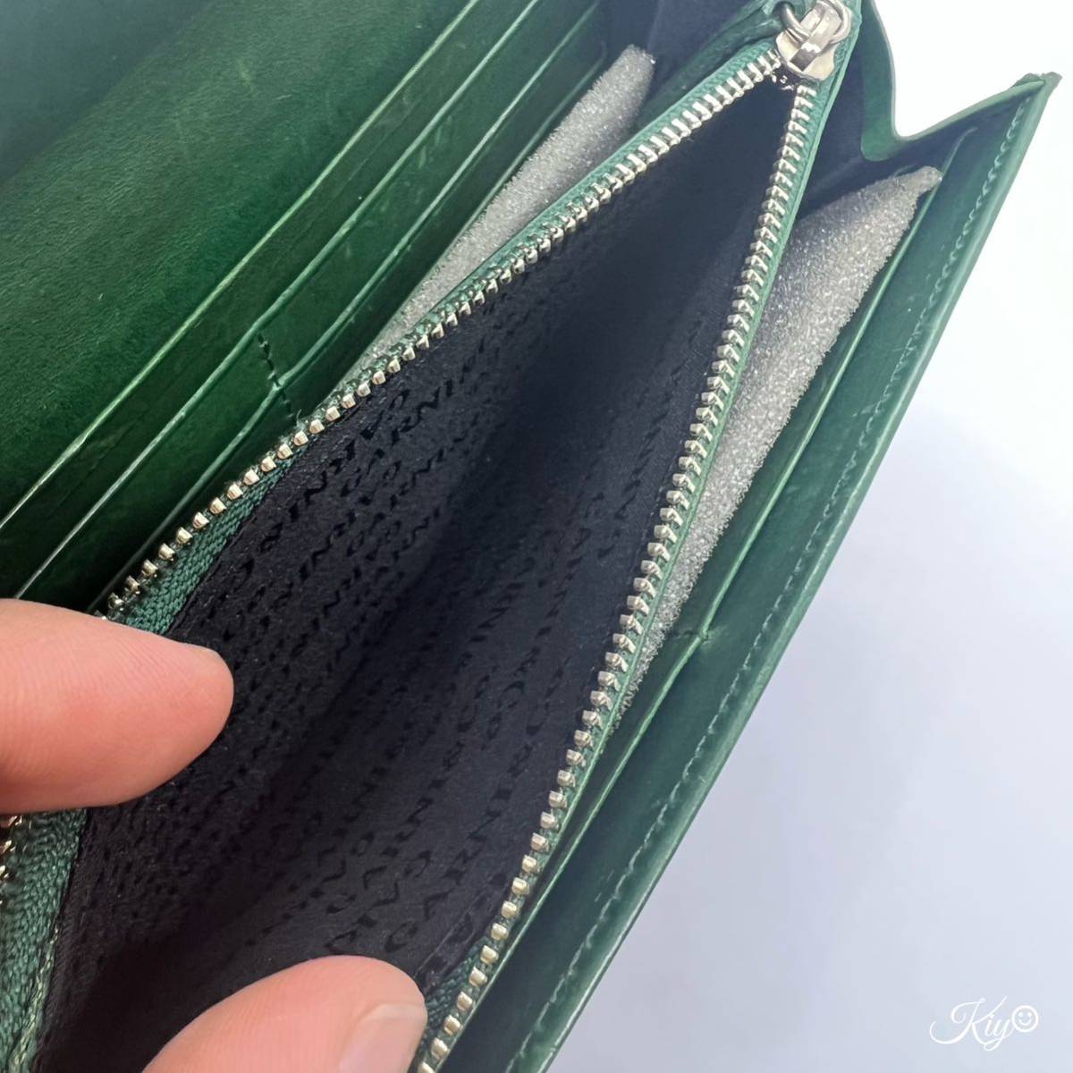 Garni ガルニ 長財布 ウォレット 本革 レザー グリーン 緑