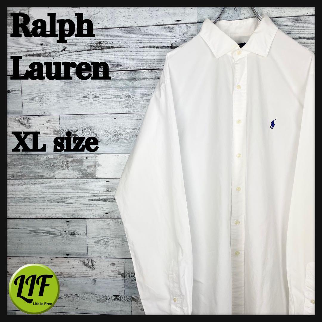 【希少】ラルフローレン 刺繍ロゴ 90s 長袖シャツ ホワイト