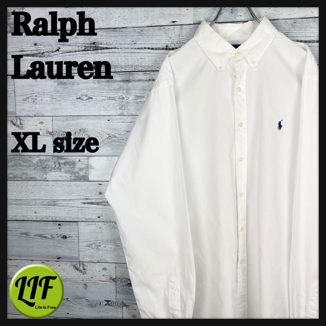 【希少】ラルフローレン 刺繍ロゴ 90s 長袖 BDシャツ ホワイト