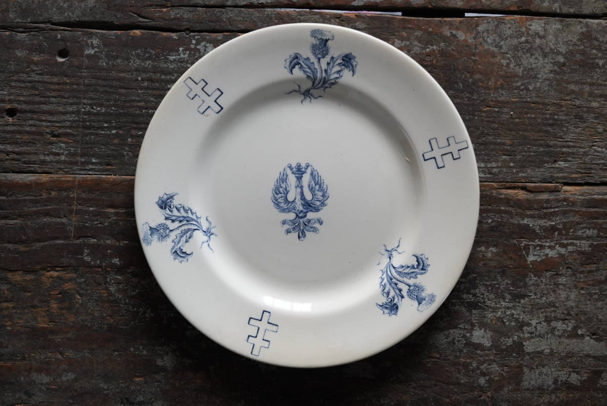 公式 古いロレーヌ紋様のLunville リュネヴィル窯 リムプレート 丸皿