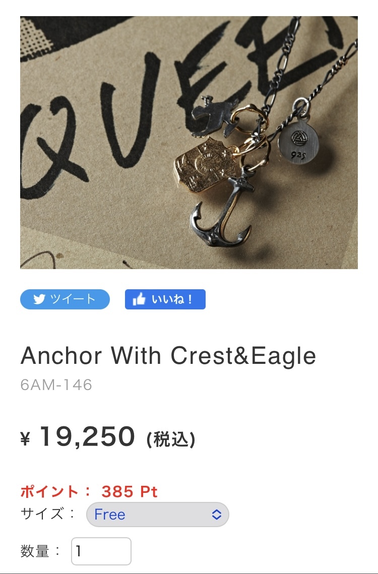 【w s528】美品 アンプジャパン アンカー ネックレス シルバー925 イーグル クレスト silver_画像8