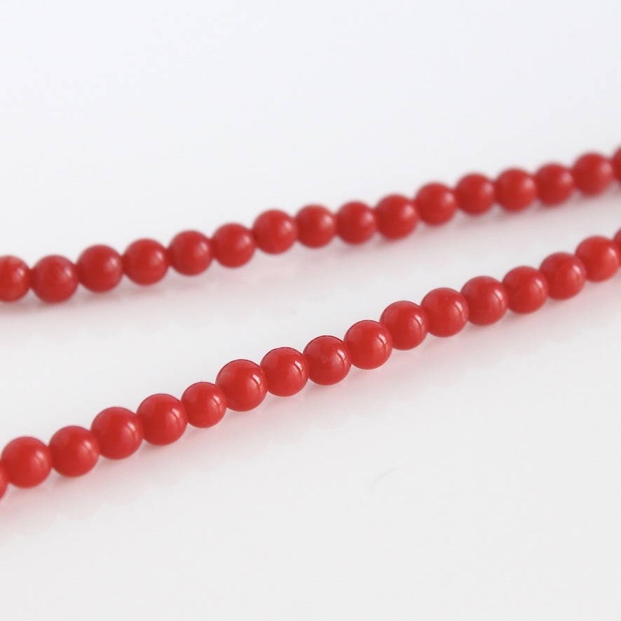 国内外の人気 地中海 紅珊瑚 ネックレス coral necklace 3.5mm