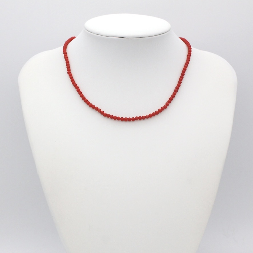 地中海 紅珊瑚 ネックレス coral necklace 3.5mm