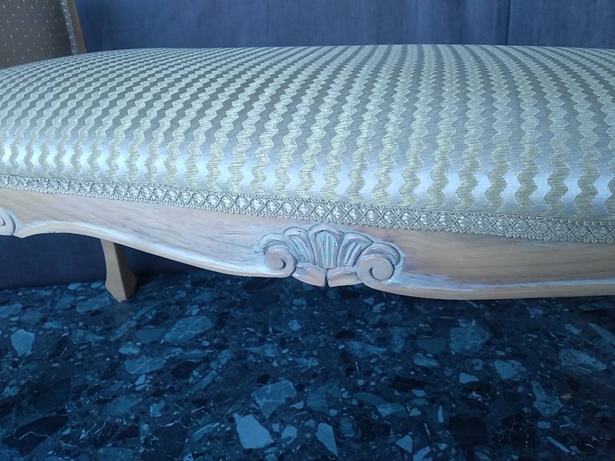 ITALY　イタリア製　イタリー　ベンチ　カウチ　スツール　チェアー　オットマン　ベッド　椅子　長椅子　白　金　_画像5