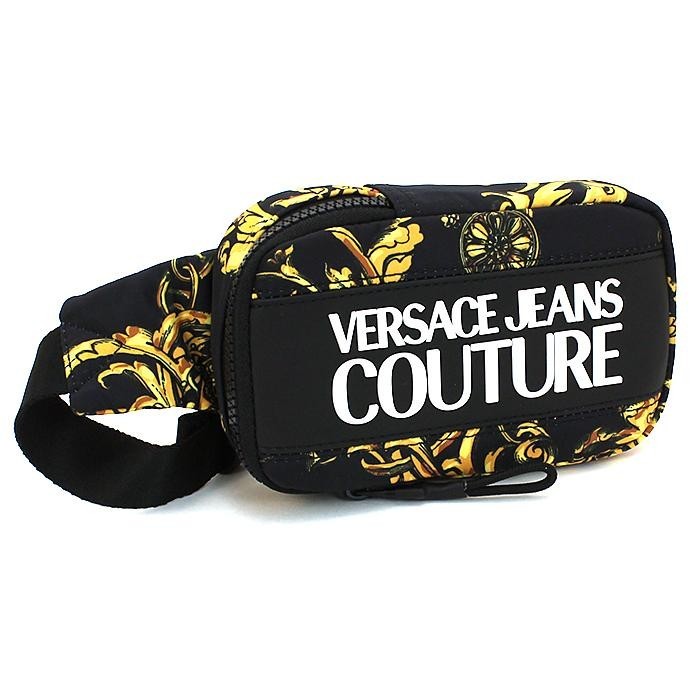 VERSACE JEANS COUTURE ヴェルサーチジーンズクチュール ボディバッグ バロック バロッコ柄 ブラック