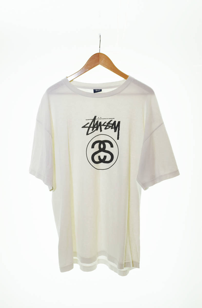 ☆ STUSSY ステューシー 90s ロゴ プリント 半袖Tシャツ RN94974 CA28629 sizeXL 白 ホワイト 103