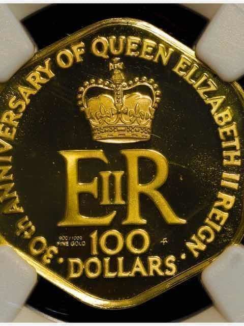 エリザベス女王戴冠30周年　イギリス領ヴァージン諸島 100Dollars 1982FM NGC-PF69 Ultra Cameo 鑑定僅か6枚、発行枚数620枚_画像2