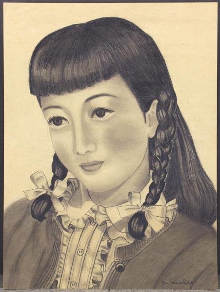 【真作】【WISH】町田幸雄 鉛筆画 1949年作 シートのみ 昭和美人 #22093365の画像2