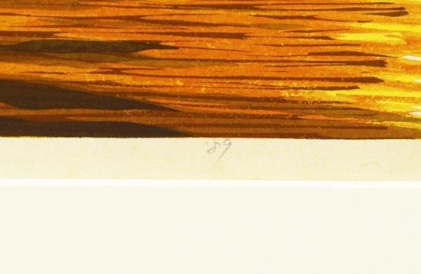【真作】【WISH】井堂雅夫「たそがれ 宍道湖」木版画 1989年作 直筆サイン   〇多色摺り木版人気作家 IDOGREEN #23032920の画像8