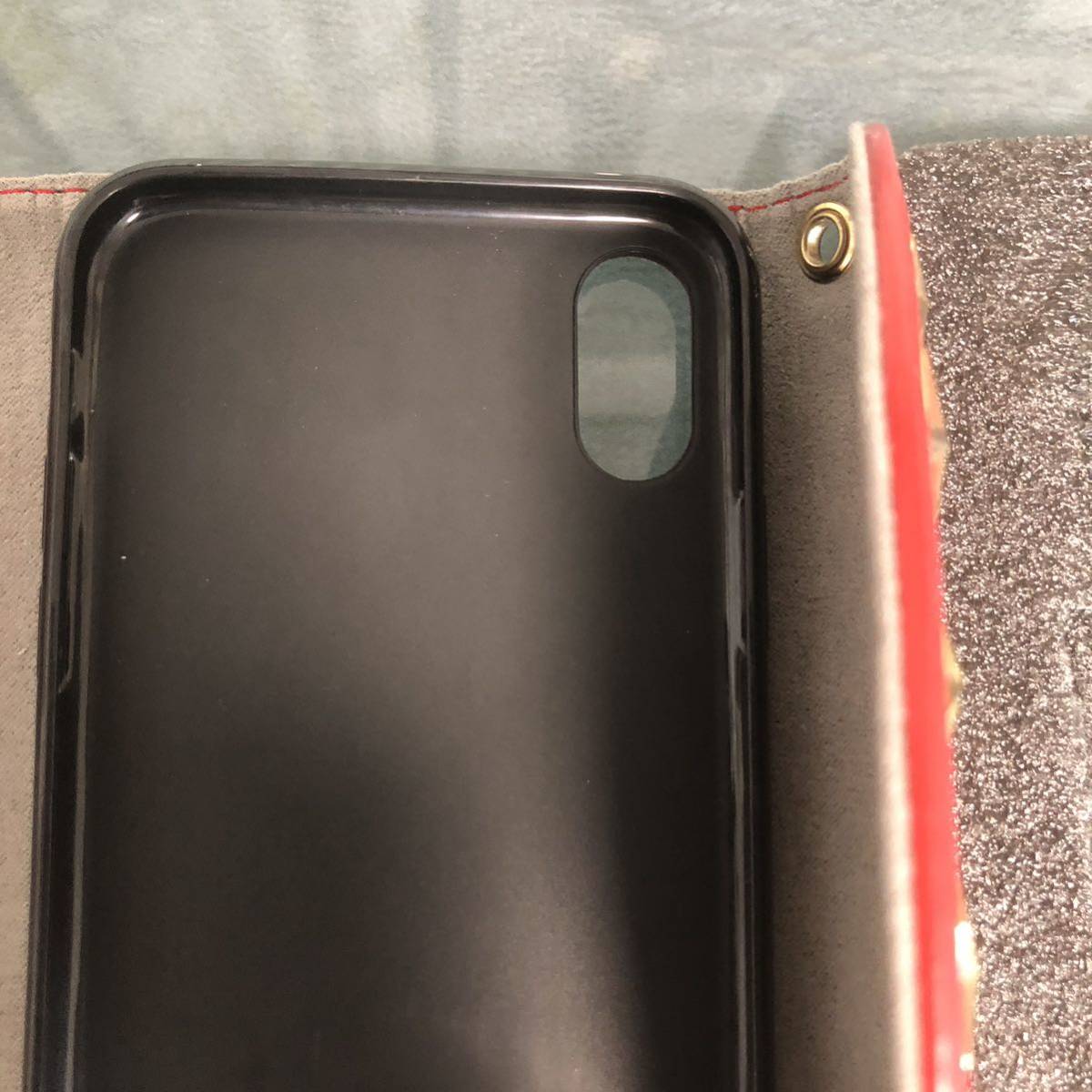 新品 iPhoneXケース　iPhoneXsケース レッド　メンズ　管理星赤2 iPhone手帳型ケース