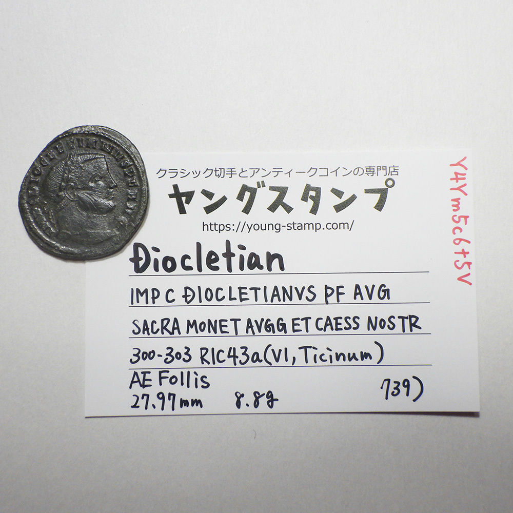 【古代ローマコイン】Diocletian（ディオクレティアヌス）クリーニング済 ブロンズコイン 銅貨 ラージフォリス(Y4Ym5c6t5V)_画像10