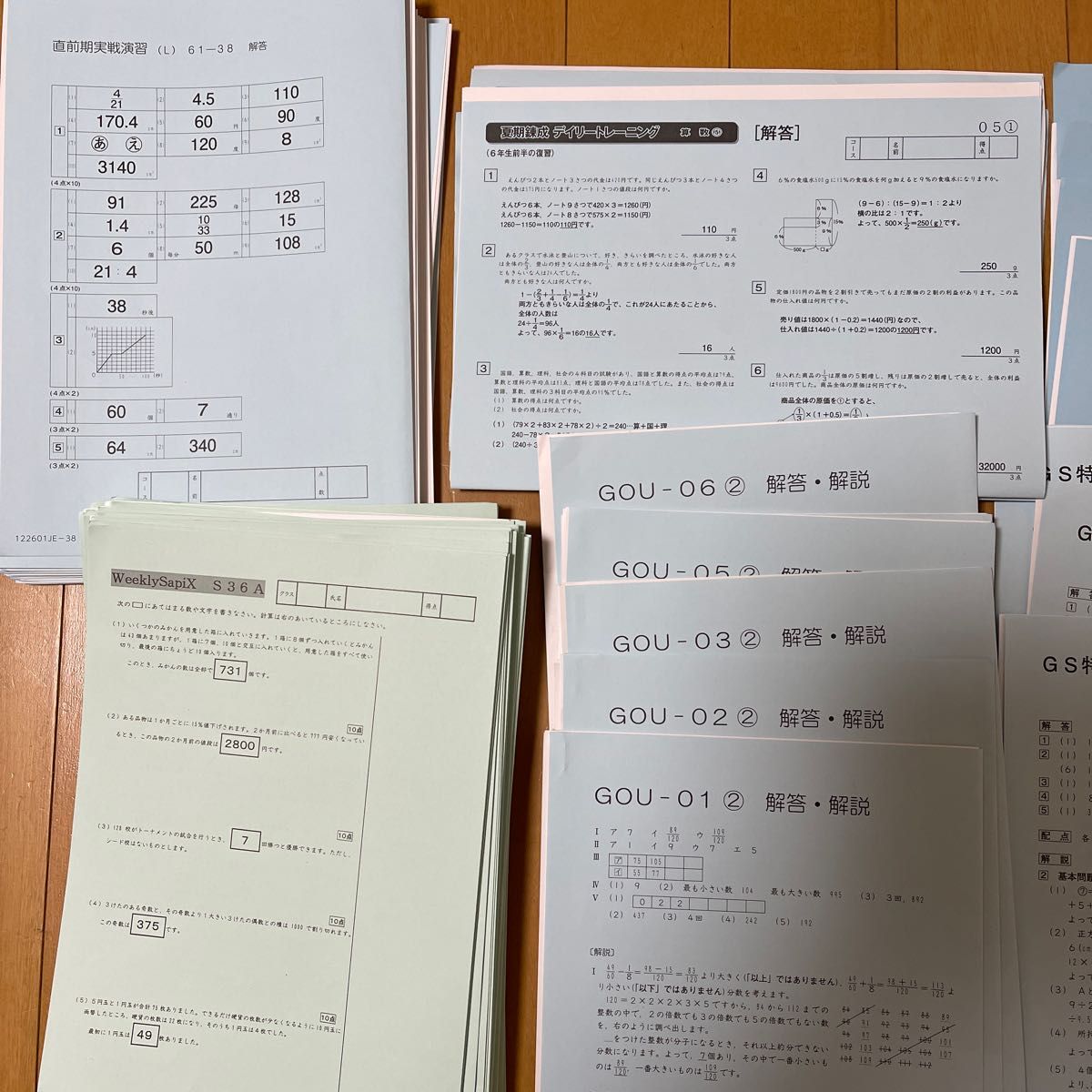 2022年サピックス　6年sapix算数　一年分まとめプリント　とデイリーチェック・基礎力定着テストプリント