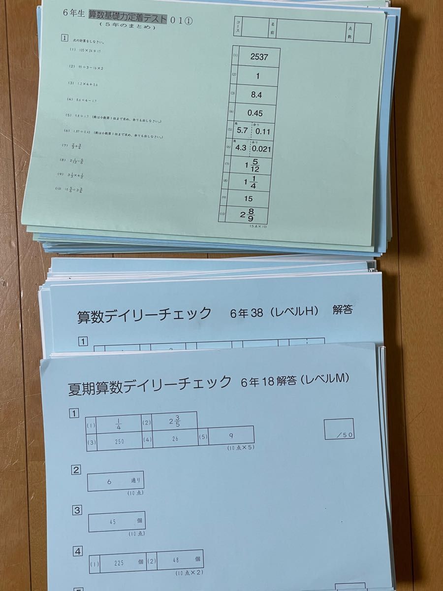 2022年サピックス　6年sapix算数　一年分まとめプリント　とデイリーチェック・基礎力定着テストプリント