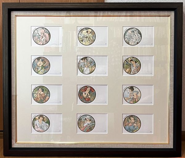 額装 アルフォンス・ミュシャ アートカード 12か月 リトグラフ 版画