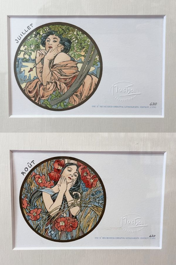 額装 アルフォンス・ミュシャ アートカード 12か月 リトグラフ 版画