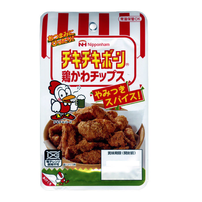 チキチキボーン 鶏かわチップス 常温おつまみ 日本ハム 27g ｘ４個セット/卸/送料無料メール便_画像1