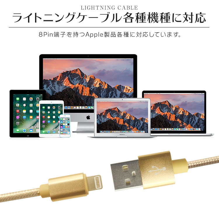 未使用 USB ライトニングケーブル 2本セット レッド 3m iPhone iPad airpods 充電 データ転送の画像6