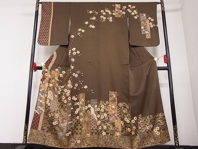 Yahoo!オークション - 着物屋こころ□訪問着 駒刺繍 飛鶴花短冊文 金彩