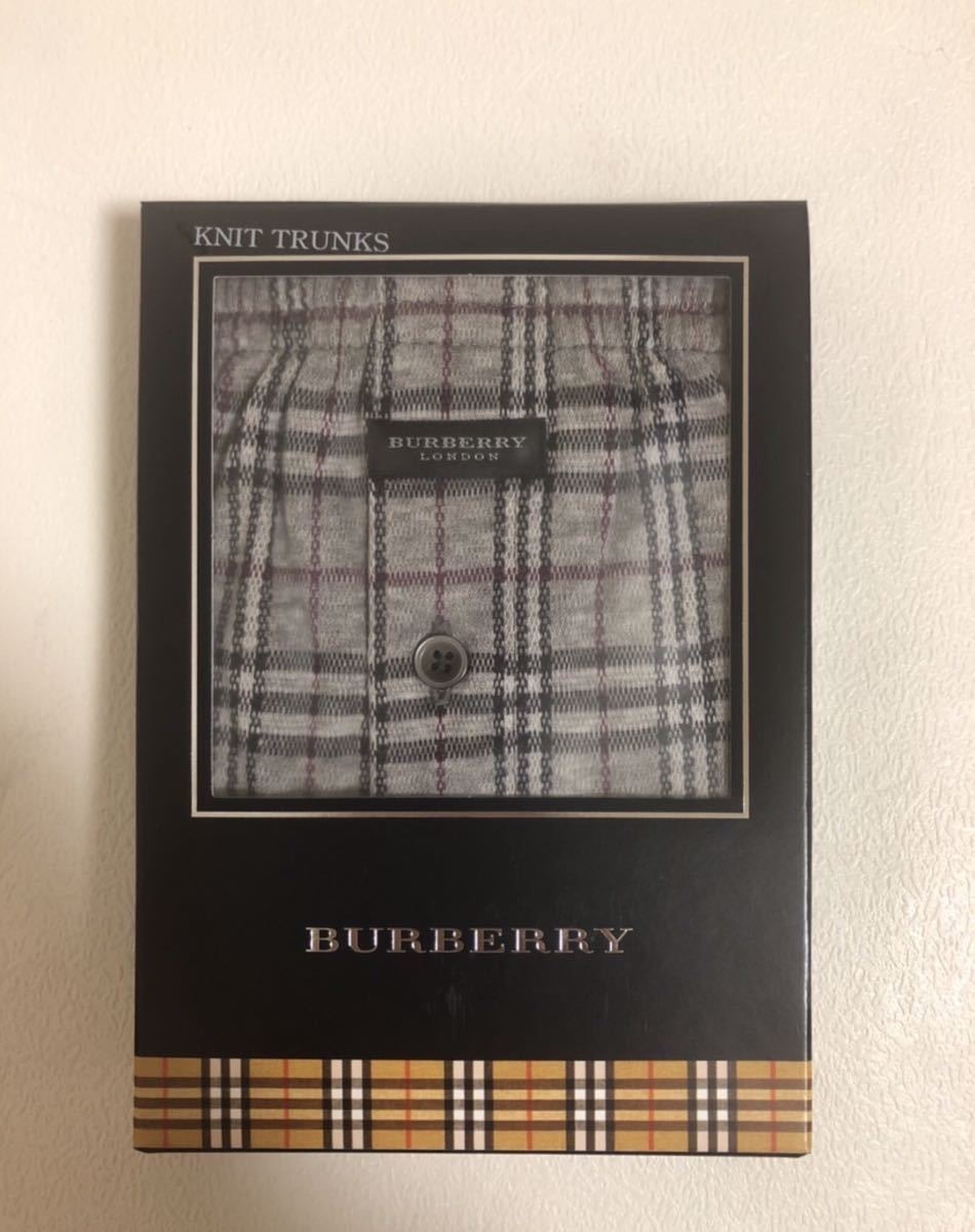 【新品未使用品、箱入り】 BURBERRY バーバリー ニットトランクス 伸縮 ストレッチ グレー チェック サイズM_画像1