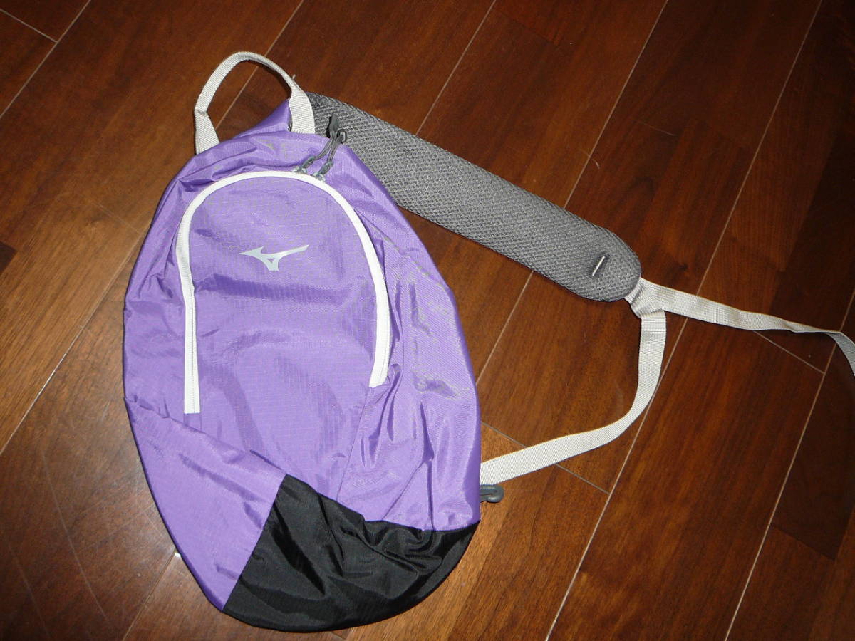  unused Mizuno one shoulder bag purple belt adjustment possibility double fastener reflector 